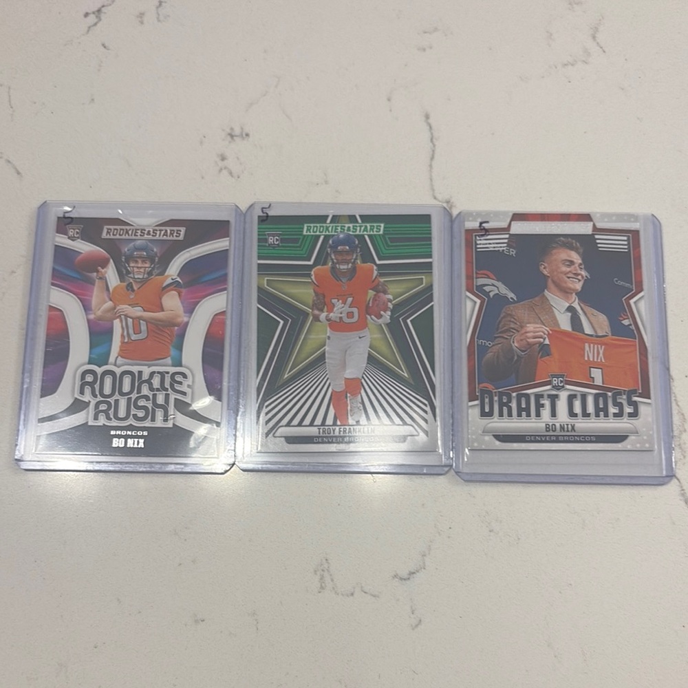 Denver Broncos Rookie Rush and Draft Class Trading Card Set. Bo Nix and Troy